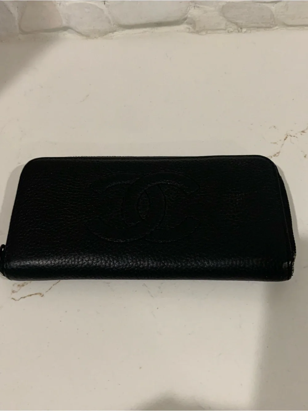 CHANEL Black CC Zip-Around Wallet